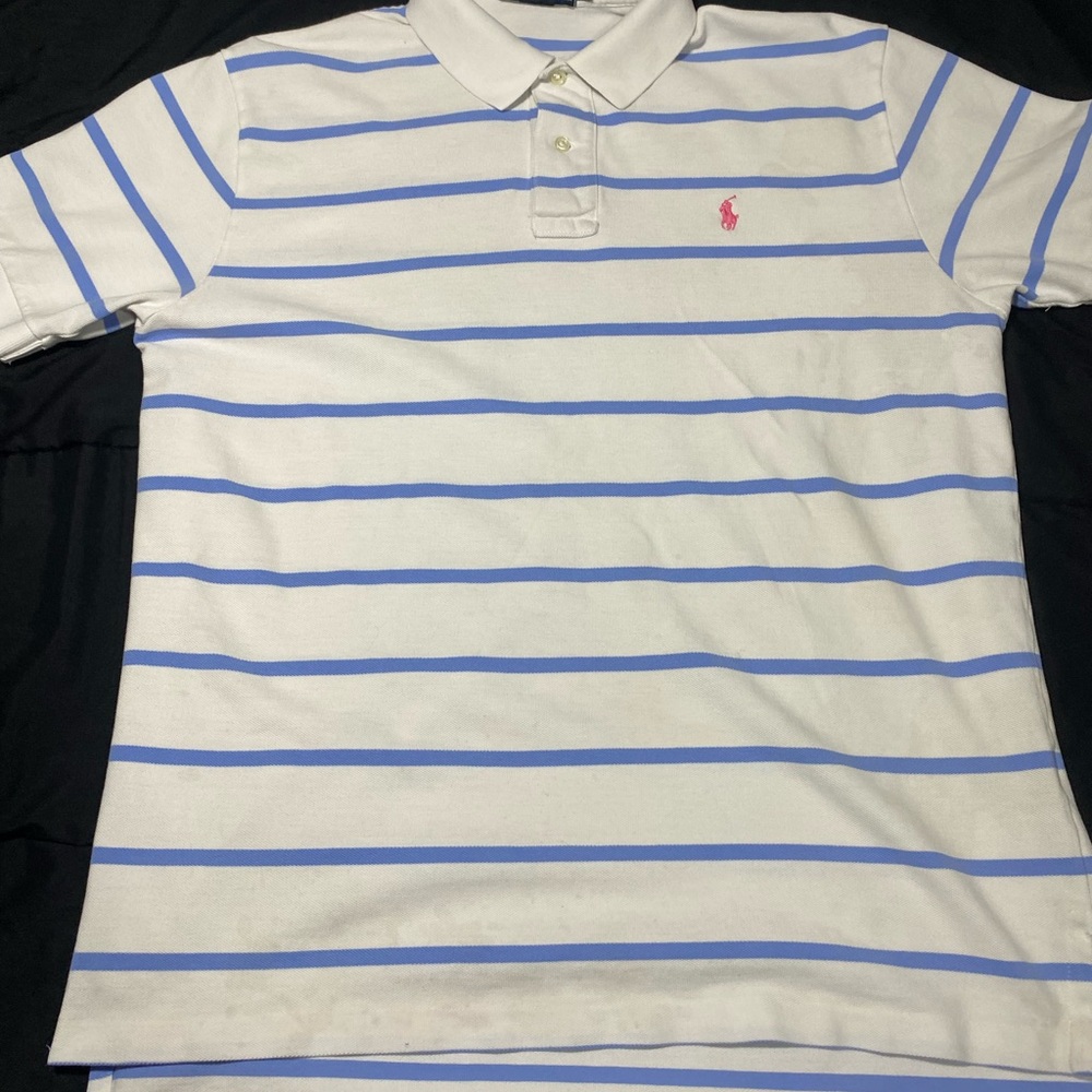 Ralph Lauren White Polo with Blue Stripes